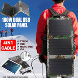 Portable 100W Dual USB Waterproof Solar Panel